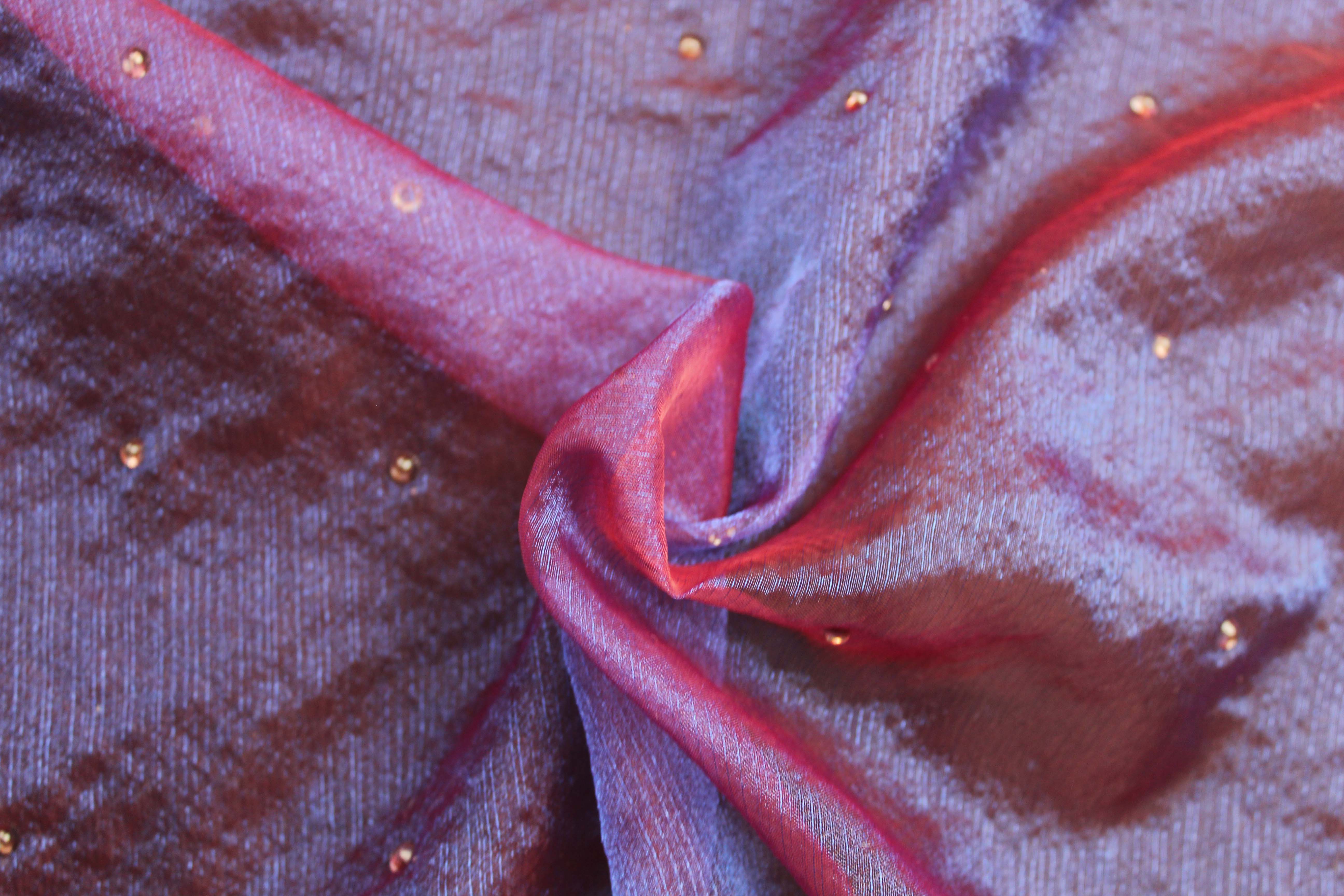 TEAR DROP ORGANZA - RED/BLUE